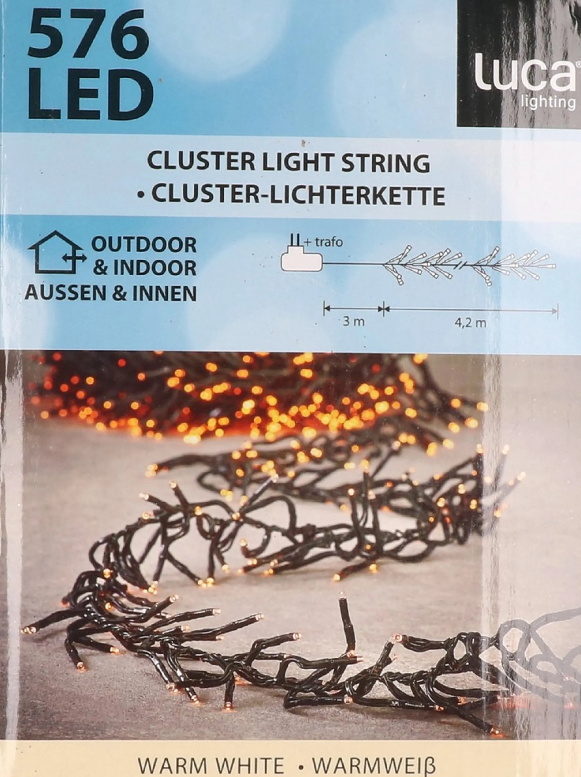Luca lighting Kerstlichtsnoeren^ Cluster Kerstverlichting Met 576 Led Lampjes - L Warm Wit 420 Cm