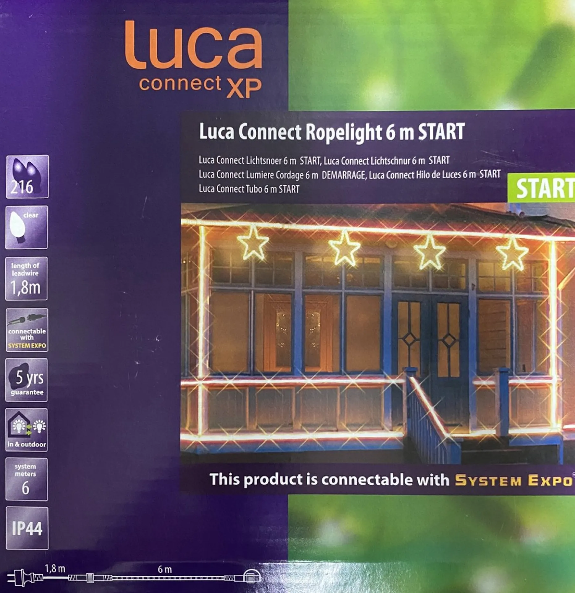 Luca lighting Lichtslangen^ Connect Xp Kabelverlichting Met 216 Led Lampjes - L180 Cm - Helder Wit
