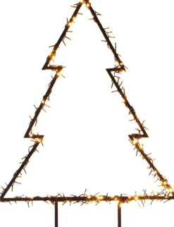 Luca lighting Verlichte Kerstfiguren^ Garden D'Light Kerstboom Tuinsteker Met Warm Witte Led Verlichting - L72 X H100 Cm - Zwart