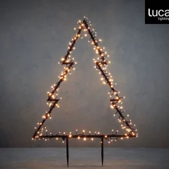 Luca lighting Verlichte Kerstfiguren^ Garden D'Light Kerstboom Tuinsteker Met Warm Witte Led Verlichting - L72 X H100 Cm - Zwart