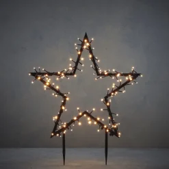 Luca lighting Verlichte Kerstfiguren^ Garden D'Light Ster Tuinsteker Met Warm Witte Led Verlichting - L60 X H73 Cm - Zwart
