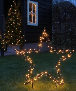 Luca lighting Verlichte Kerstfiguren^ Garden D'Light Ster Tuinsteker Met Warm Witte Led Verlichting - L60 X H73 Cm - Zwart