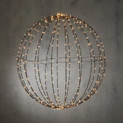Luca lighting Verlichte Kerstfiguren^ Kerstverlichting Bal Met Warm Witte Led Lampjes - O60 Cm - Zwart