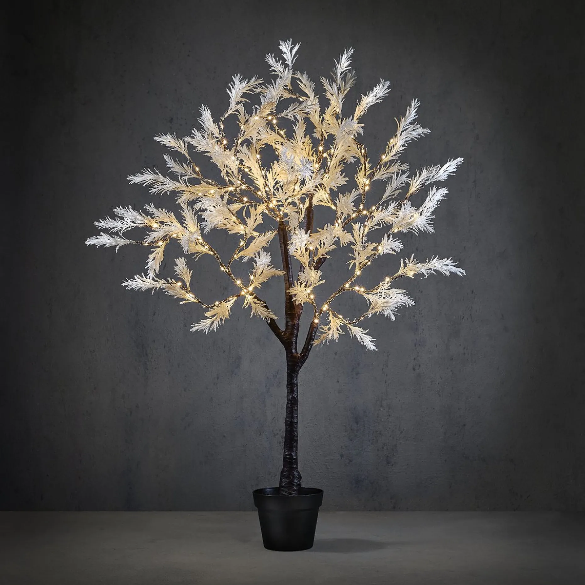 Luca lighting Verlichte Kerstfiguren^Luca Lightning Boom Met Pot Wit Klassiek Wit 180Led Ip44 En Timer - H120Xd60Cm - Kerst