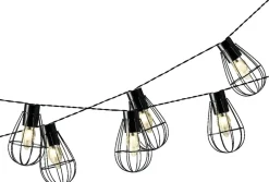 Lumineo Lichtslangen^ - Ijzeren Solar Tuinverlichting Lichtsnoer 8 Lampjes 350 Cm - Voor Buiten - Zwart - Led