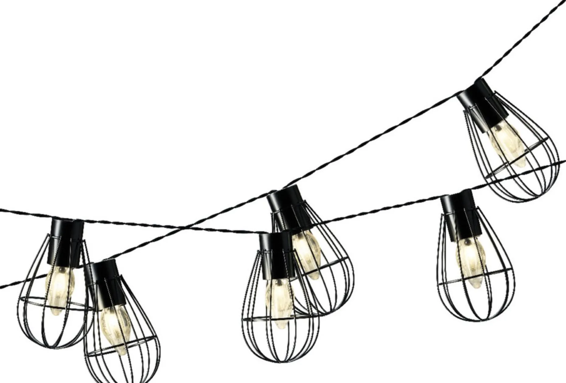 Lumineo Lichtslangen^ - Ijzeren Solar Tuinverlichting Lichtsnoer 8 Lampjes 350 Cm - Voor Buiten - Zwart - Led