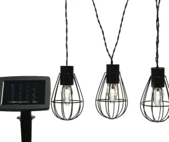 Lumineo Lichtslangen^ - Ijzeren Solar Tuinverlichting Lichtsnoer 8 Lampjes 350 Cm - Voor Buiten - Zwart - Led