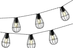 Lumineo Lichtslangen^ - Ijzeren Solar Tuinverlichting Lichtsnoer 8 Lampjes 350 Cm - Voor Buiten - Zwart - Led