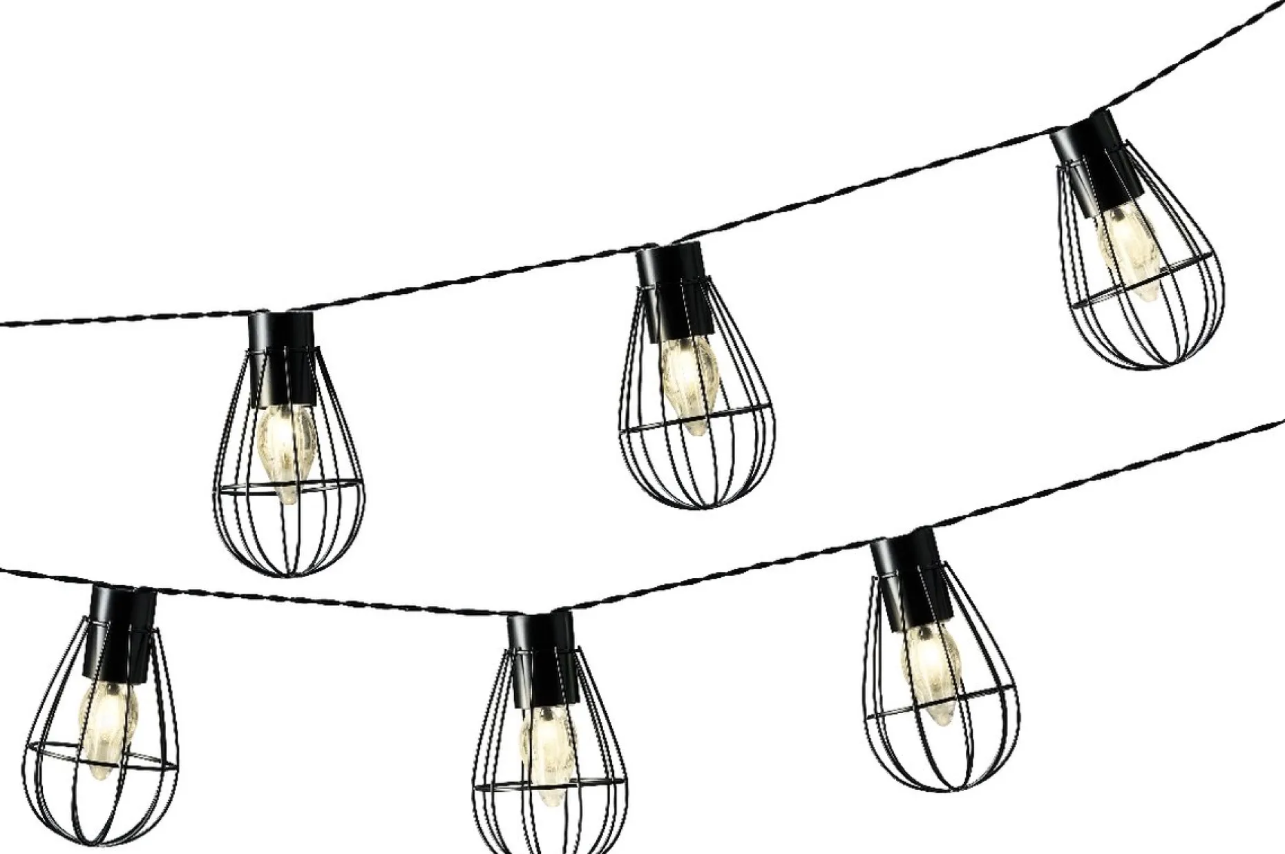 Lumineo Lichtslangen^ - Ijzeren Solar Tuinverlichting Lichtsnoer 8 Lampjes 350 Cm - Voor Buiten - Zwart - Led
