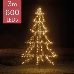 Merkloos Verlichte Kerstfiguren^Lumineo Kerstboom Vorm - Led Warmwit Buitenverlichting - Vrijstaand - 300Cm