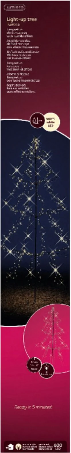 Merkloos Verlichte Kerstfiguren^Lumineo Kerstboom Vorm - Led Warmwit Buitenverlichting - Vrijstaand - 300Cm