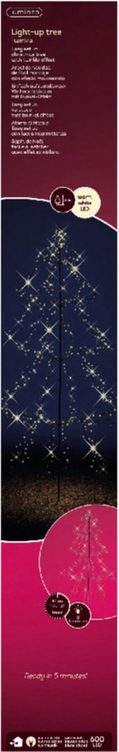 Merkloos Verlichte Kerstfiguren^Lumineo Kerstboom Vorm - Led Warmwit Buitenverlichting - Vrijstaand - 300Cm
