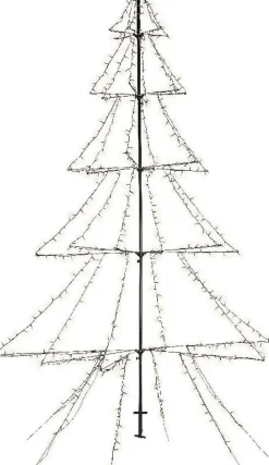 Merkloos Verlichte Kerstfiguren^Lumineo Kerstboom Vorm - Led Warmwit Buitenverlichting - Vrijstaand - 300Cm