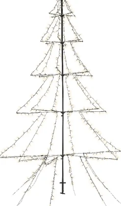Merkloos Verlichte Kerstfiguren^Lumineo Kerstboom Vorm - Led Warmwit Buitenverlichting - Vrijstaand - 300Cm