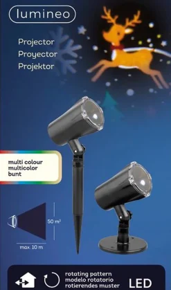Lumineo Kerstlasers^ Led Projector Roterend Effect 11,5X33Cm