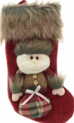 Unique Living Luxe 3D Kerstsok - Kerstman - 34 X 17 Cm Best Sale