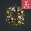 Star Trading Luxe Midi Kerstkrans Verlicht "Roze" 40Cm -Lichtkleur: Warm Wit -Werkt Op Batterijen -Met Timer Functie -Kerstdecoratie Store