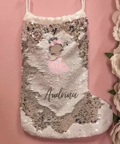 So Cute Magische Pailletten Kerstsok Met Naam En Afbeelding - Goud Of Zilver Best