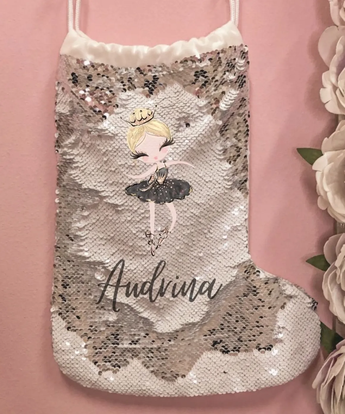 So Cute Magische Pailletten Kerstsok Met Naam En Afbeelding - Goud Of Zilver Best