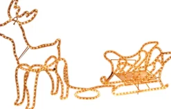 MaxxHome Verlichte Kerstfiguren^ Kerstverlichting - Rendier Met Slee - Warm Wit Lichtslang - 216 Lampjes - 204X28Cm