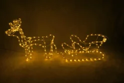 MaxxHome Verlichte Kerstfiguren^ Kerstverlichting - Rendier Met Slee - Warm Wit Lichtslang - 216 Lampjes - 204X28Cm