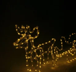MaxxHome Verlichte Kerstfiguren^ Kerstverlichting - Rendier Met Slee - Warm Wit Lichtslang - 216 Lampjes - 204X28Cm