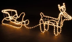 MaxxHome Verlichte Kerstfiguren^ Kerstverlichting - Rendier Met Slee - Warm Wit Lichtslang - 216 Lampjes - 204X28Cm