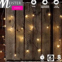 Meisterhome Lichtgordijnen^® Ijsregen Kerstverlichting Lichtgordijn - 12 Meter Ijspegel - 600 Led Warm Wit - Met 8 Functies En Timer - Ijspegelverlichting Buiten