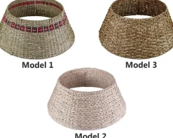 Meisterhome Kerstboomstandaarden^ Kerstboomring Kraag Kerstboomrok - H23 X O60 Cm - Waterhyacint - Naturel 3 Elementen