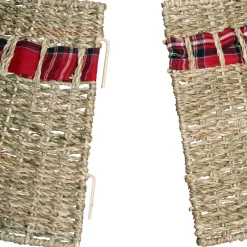 Meisterhome Kerstboomstandaarden^ Kerstboomring Kraag Kerstboomrok - H23 X O60 Cm - Zeegras - Naturel Bruin 3 Elementen