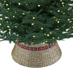 Meisterhome Kerstboomstandaarden^ Kerstboomring Kraag Kerstboomrok - H23 X O60 Cm - Zeegras - Naturel Bruin 3 Elementen