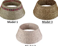 Meisterhome Kerstboomstandaarden^ Kerstboomring Kraag Kerstboomrok - H23 X O60 Cm - Zeegras - Naturel Bruin 3 Elementen