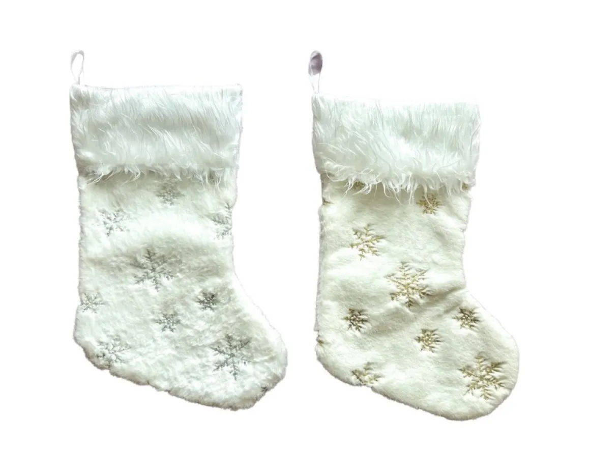 Meisterhome ® Kerst Decoratie Kerstsokken Kerst Cadeau Kerstboom Kerst Sok Set Van 2 Stuks Goud En Zilver Geborduurd Shop