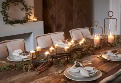 Naturn Christmas Metalen Kerstverlichting Kaarsen Houder - Harmonica | 60 Cm | Kerstversiering | Metalen Waxinelichtjes Houder | Dinner Tafel Decoratie | Kerst Decoratie | Tafel Kerst Versiering | Zwart New