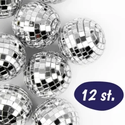 Happy Happenings Mini Discoballen - Zilver - 12 Stuks - Kerstballen - 3Cm Klein Best