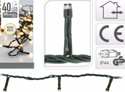 Everlands Kunstkerstbomen^Mini Kerstboom Besneeuwd 45 Cm - Met Kerstverlichting 300 Cm - 40 Leds