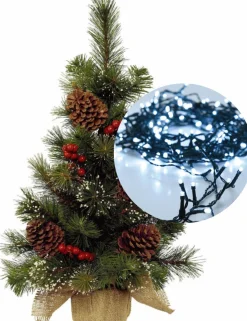 Everlands Kunstkerstbomen^Mini Kerstboom 45 Cm - Met Decoratie En Verlichting Helder 300Cm -40 Leds