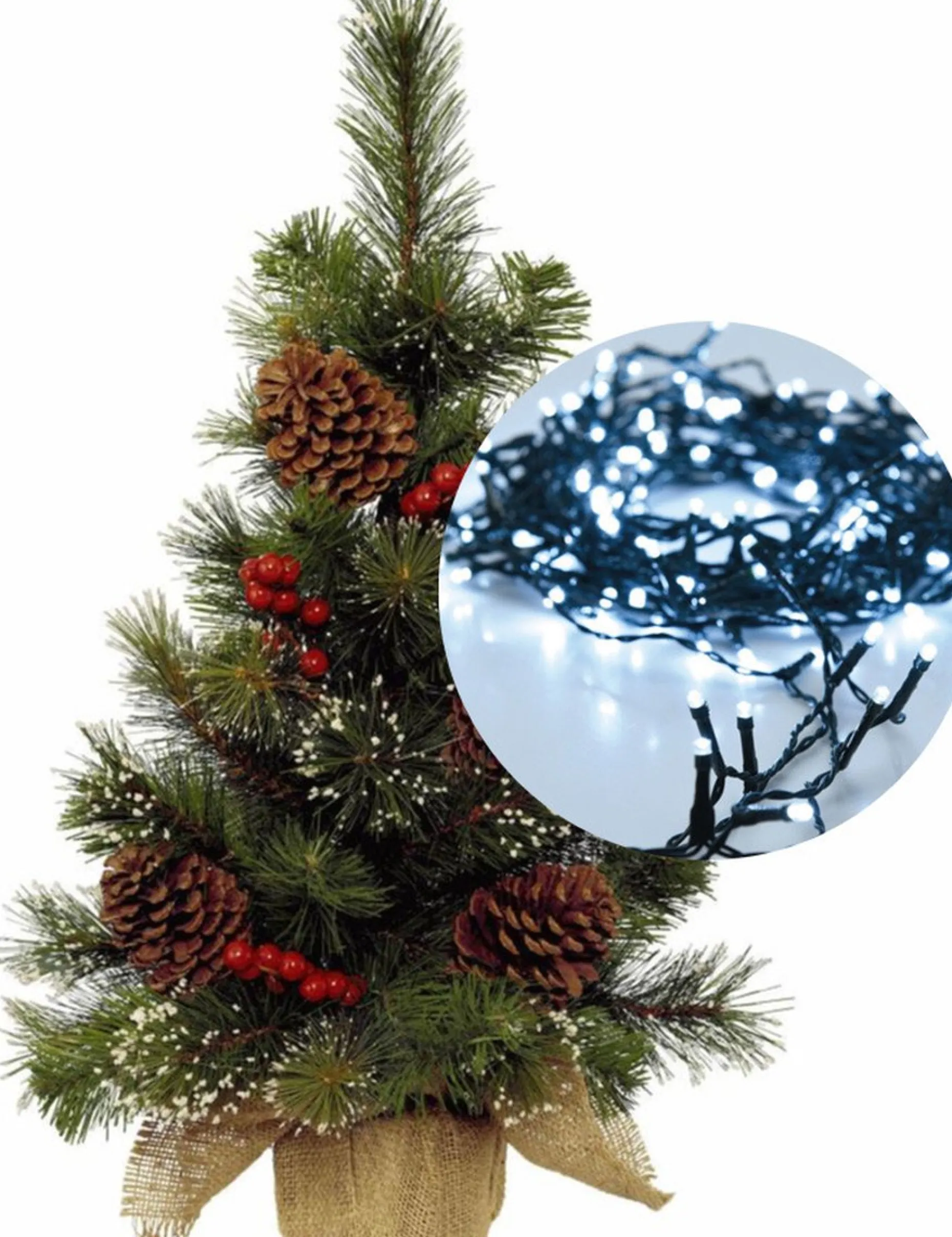 Everlands Kunstkerstbomen^Mini Kerstboom 45 Cm - Met Decoratie En Verlichting Helder 300Cm -40 Leds