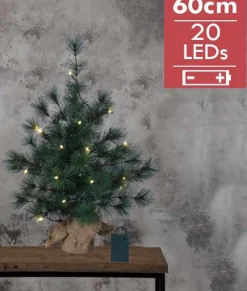 Star Trading Kunstkerstbomen^Mini Kerstboom Furu -60Cm -Lichtkleur: Warm Wit -Werkt Op Batterijen -Met Timer Functie -Kerstdecoratie