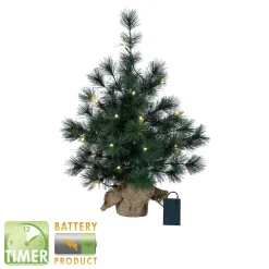 Star Trading Kunstkerstbomen^Mini Kerstboom Furu -60Cm -Lichtkleur: Warm Wit -Werkt Op Batterijen -Met Timer Functie -Kerstdecoratie