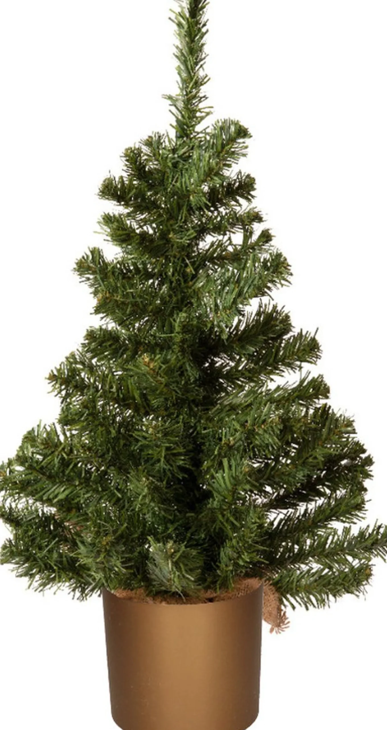 Everlands Kunstkerstbomen^Mini Kerstboom Groen - In Gouden Kunststof Pot - 60 Cm - Kunstboom