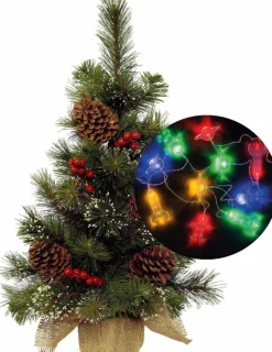 Everlands Kunstkerstbomen^Mini Kerstboompje - 45 Cm - Incl. Ruimte Thema Lichtsnoer 165 Cm - Kunststof