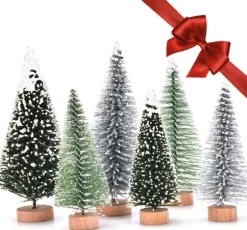 BeautyFit Decoratieve Kerstbomen^Mini Kerstboom 6 Stuks - Miniatuur Kerstboompjes - Kerstversiering - Kerstdecoratie Voor Binnen - Kerstcadeau - Kleine Kerstbomen - Kerst Cadeau - Kerstcadeau Voor Vrouwen En Mannen