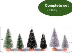 BeautyFit Decoratieve Kerstbomen^Mini Kerstboom 6 Stuks - Miniatuur Kerstboompjes - Kerstversiering - Kerstdecoratie Voor Binnen - Kerstcadeau - Kleine Kerstbomen - Kerst Cadeau - Kerstcadeau Voor Vrouwen En Mannen