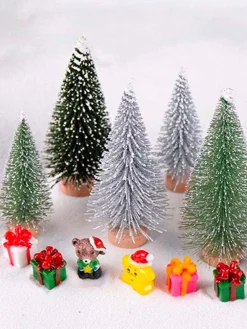 BeautyFit Decoratieve Kerstbomen^Mini Kerstboom 6 Stuks - Miniatuur Kerstboompjes - Kerstversiering - Kerstdecoratie Voor Binnen - Kerstcadeau - Kleine Kerstbomen - Kerst Cadeau - Kerstcadeau Voor Vrouwen En Mannen