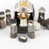 Sjaal met een Verhaal Mini Kerstgroepje Van Vilt - Grijs-Naturel - Stal 17X17 Cm - 12 Dlg Best