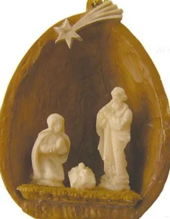 Merkloos Mini Kerstgroep / Kribbe In Notendop Outlet