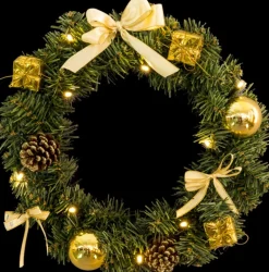 Star Trading Mini Kerstkrans Verlicht "Goud" 30Cm Hot