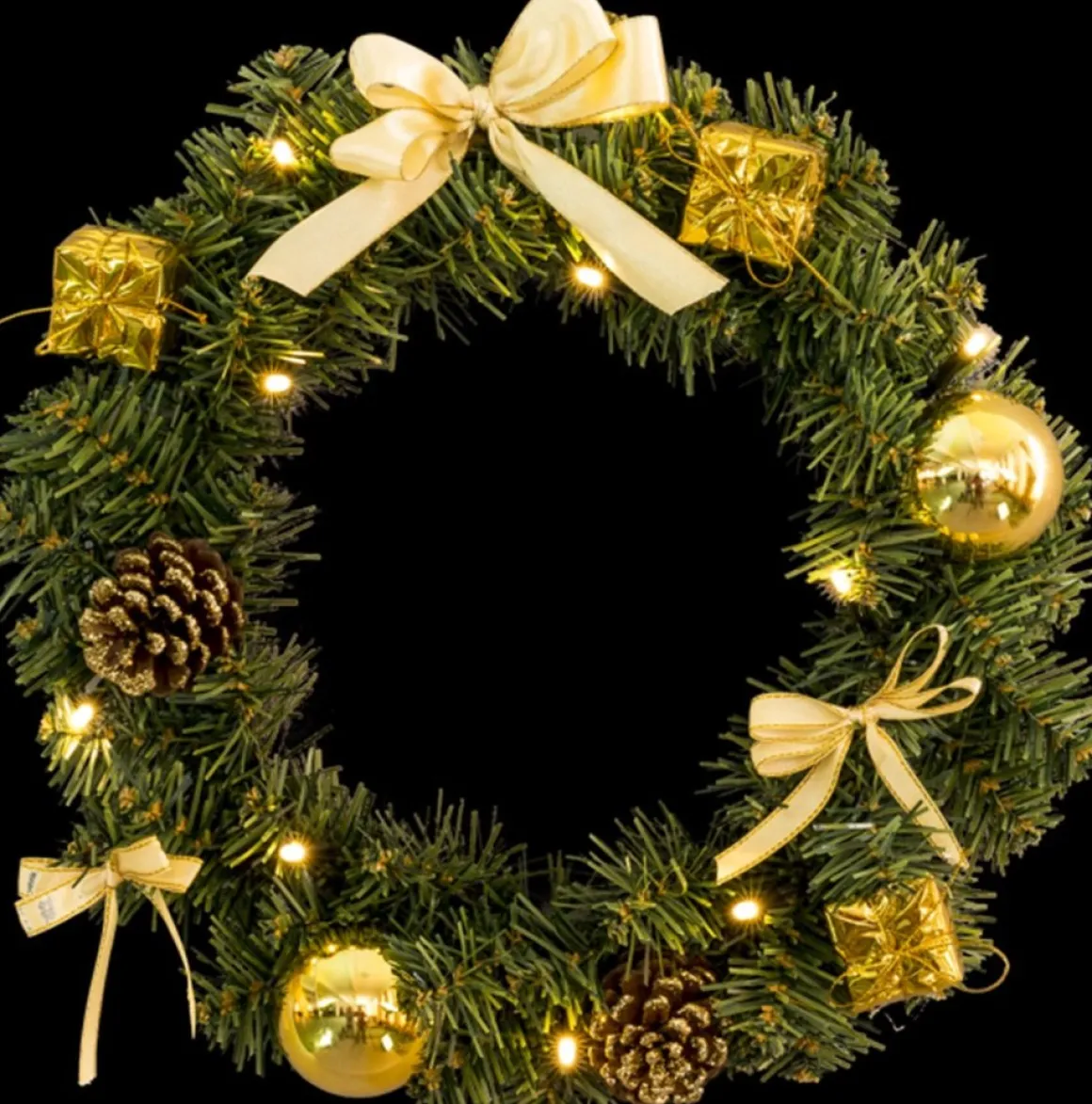 Star Trading Mini Kerstkrans Verlicht "Goud" 30Cm Hot