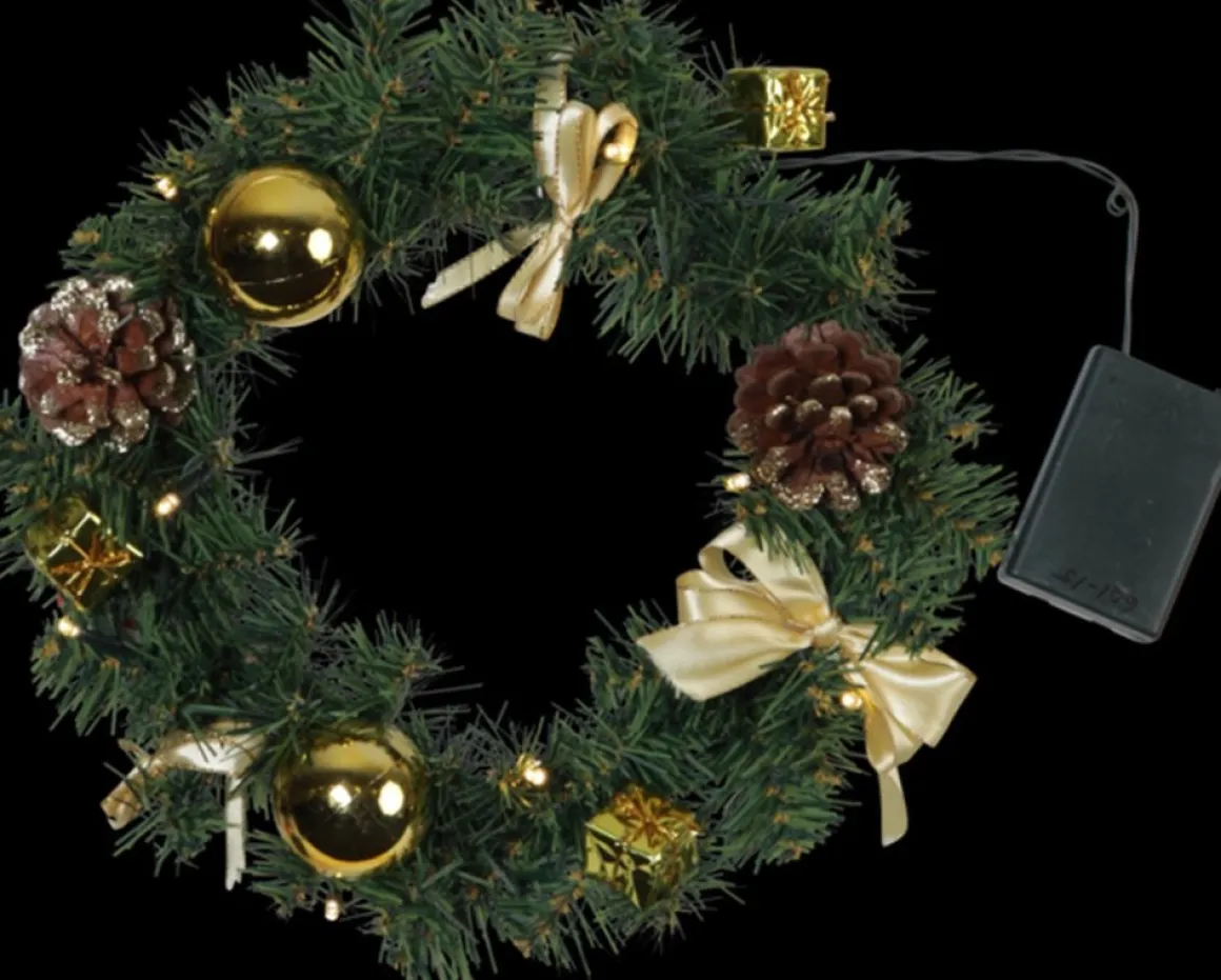 Star Trading Mini Kerstkrans Verlicht "Goud" 30Cm Hot